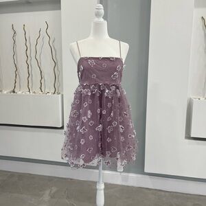 Trixxi Mauve Floral Embroidered Formal Dress